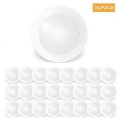 24-Pack 7.5 in. 90 CRI 3000K Warm White Dimmable Integrated LED Flush Mount Ceiling Light Disk Light by RUN BISON