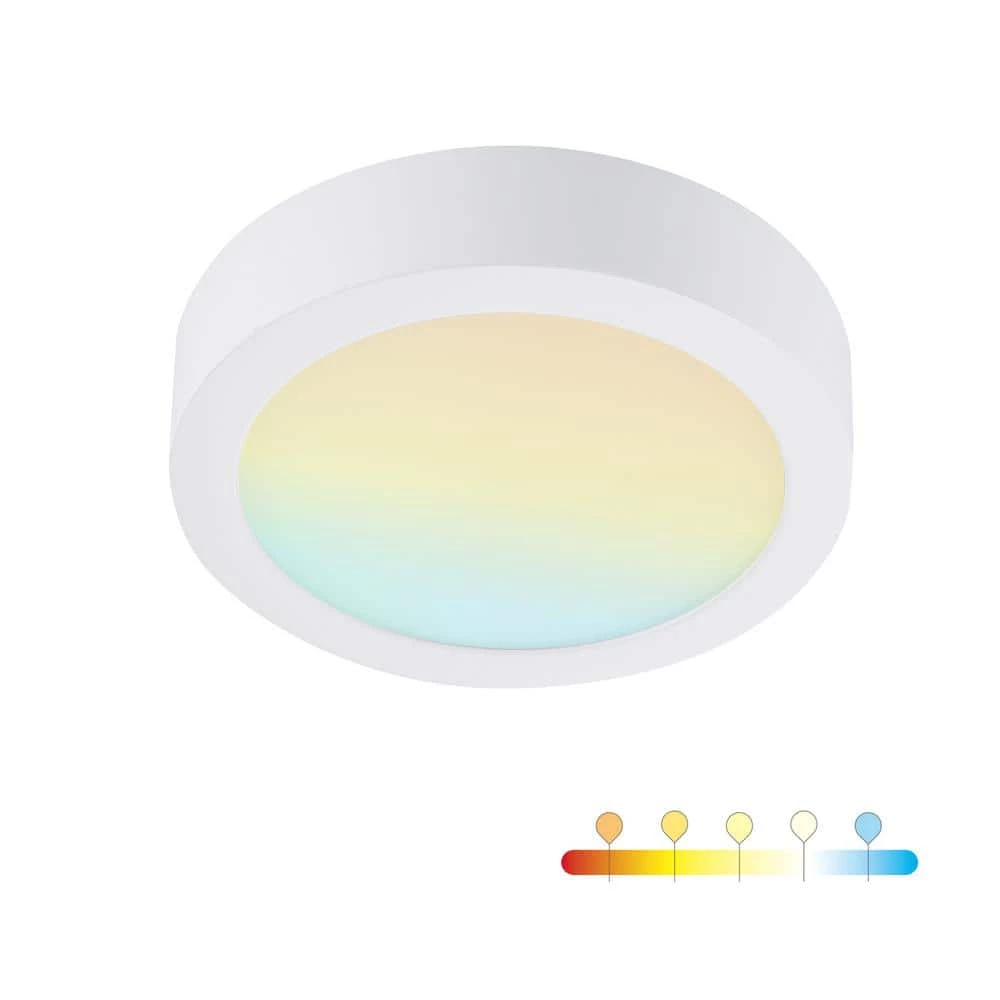 13 in. Round Color White Selectable Integrated LED Flush Mount Downlight by RUN BISON 1 13 in. Round Color White Selectable Integrated LED Flush Mount Downlight by RUN BISON