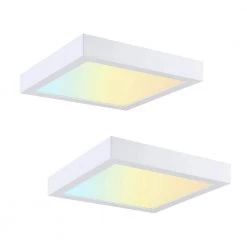 2-Pack 9 in. Square Color Selectable Integrated LED Flush Mount Downlight, white by RUN BISON