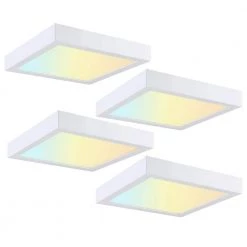 4-Pack 9 in. Square White Selectable LED Integrated LED Flush Mount Downlight by RUN BISON