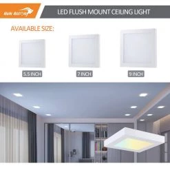 4-Pack 9 in. Square White Selectable LED Integrated LED Flush Mount Downlight by RUN BISON -Cheap RUN BISON || RCA Store white run bison flush mount lights ljc bmtd g19cf18 5w 927 11 51 4pk fa 1000
