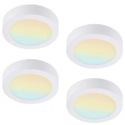 4-Pack 9 in. Round Color White Selectable Integrated LED Flush Mount Downlight by RUN BISON