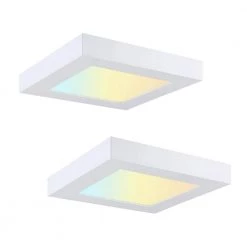 5.5 in. Square Color Selectable LED Integrated LED Flush Mount Downlight, White (2-Pack) by RUN BISON