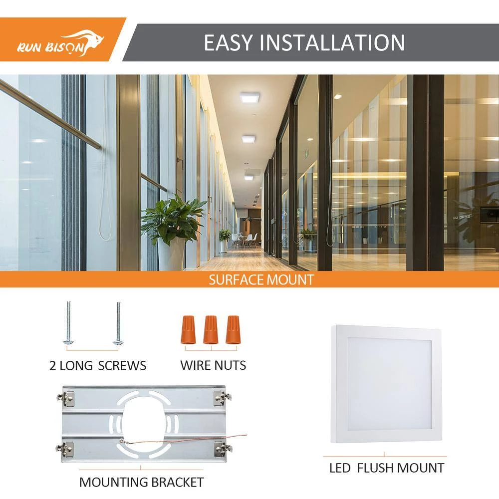 5-Pack 5.5 in. White Square Color Selectable LED Integrated LED Flush Mount Downlight by RUN BISON 6 5-Pack 5.5 in. White Square Color Selectable LED Integrated LED Flush Mount Downlight by RUN BISON - Image 6