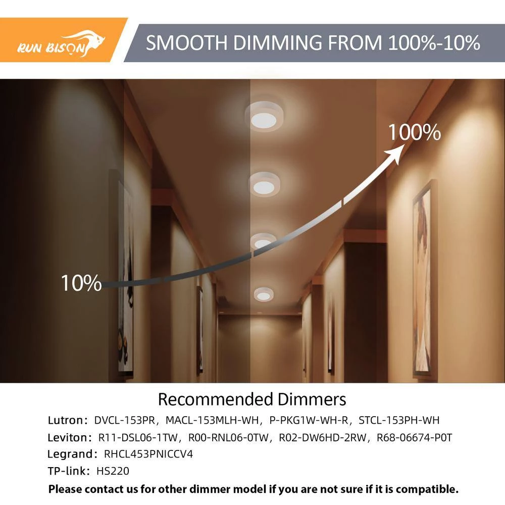 5.5 in. Round Color White Selectable Integrated LED Flush Mount Downlight by RUN BISON 4 5.5 in. Round Color White Selectable Integrated LED Flush Mount Downlight by RUN BISON - Image 4