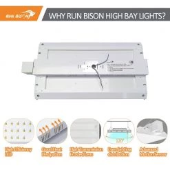2ft. 600W Equivalent Integrated LED Dimmable Linear High Bay Light with Motion Sensor 20,925 Lumens 5000K by RUN BISON -Cheap RUN BISON || RCA Store white run bison high bay lights ht g2lhb 2ft3l f8155 277 250d 1f 1000