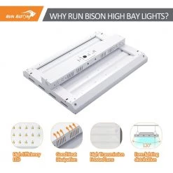 2 ft. 800-Watt Equivalent Integrated LED Dimmable High Bay Light, 120-277V 28,350 Lumens 5000K Daylight, UL/DLC by RUN BISON -Cheap RUN BISON || RCA Store white run bison high bay lights ht g2lhb 2ft4l f8210 277 250d 4f 1000