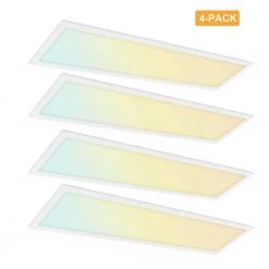 1 ft. x 4 ft. Dimmable White CCT & Wattage Selectable Integrated LED Back-Lit Panel Light (4-Pack) by RUN BISON