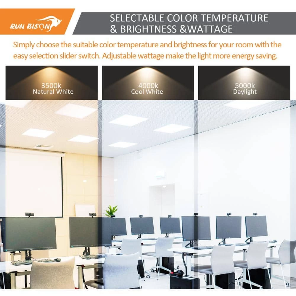 2 ft. x 2ft. Dimmable White CCT and Wattage Selectable Integrated LED Back-Lit Flat Panel Light by RUN BISON 5 2 ft. x 2ft. Dimmable White CCT and Wattage Selectable Integrated LED Back-Lit Flat Panel Light by RUN BISON - Image 5