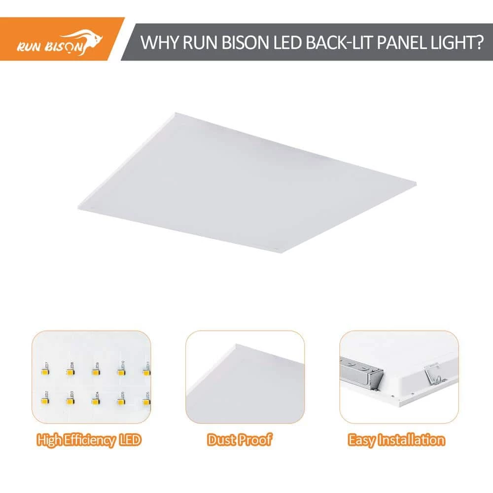2 ft. x 2ft. Dimmable White CCT and Wattage Selectable Integrated LED Back-Lit Flat Panel Light by RUN BISON 3 2 ft. x 2ft. Dimmable White CCT and Wattage Selectable Integrated LED Back-Lit Flat Panel Light by RUN BISON - Image 3