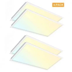 2 ft. x 4 ft. Dimmable White CCT and Wattage Selectable Integrated LED Back-Lit Panel Light (4-Pack) by RUN BISON
