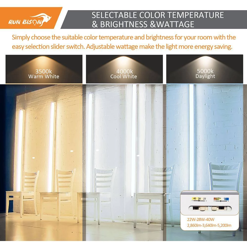 4 ft. Linear Integrated LED Dimmable Strip light Shop Light, CCT/Wattage/Lumen Selectable, 0-10V Dimming by RUN BISON 5 4 ft. Linear Integrated LED Dimmable Strip light Shop Light, CCT/Wattage/Lumen Selectable, 0-10V Dimming by RUN BISON - Image 5