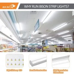 4 ft. Linear Integrated LED Dimmable Strip Light Shop Light, CCT/Wattage/Lumen Selectable, 0-10-Volt Dimming (9-Pack) by RUN BISON -Cheap RUN BISON || RCA Store white run bison strip light fixtures ht g2strip 4ft 277 8403 235d 9pk fa 1000
