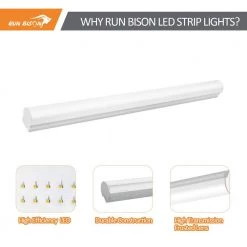 4 ft. Integrated LED Dimmable Linear LED Strip light Shop light, CCT/Wattage/Lumen Selectable, 0-10V Dimming, 120-277V by RUN BISON -Cheap RUN BISON || RCA Store white run bison strip light fixtures ht strip 4ft 277 8453 235d 4f 1000