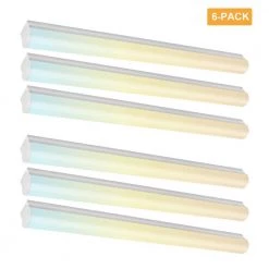 6-Pack 4ft. White 150 Watt Equivalent Linear White Integrated LED Strip Light fixture, 2860/3640/5520lm,3500/4000/5000K by RUN BISON